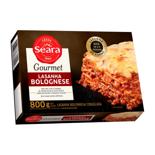 Lasanha Bolognese Gourmet Congaledo Embalada em Caixa de Papelão 800g