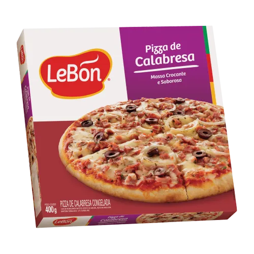 Pizza de Calabresa Lebon 400g Congelada Embalada em Caixa de Papelão