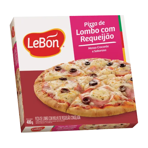 Pizza de Lombo com Requeijão Lebon Congelado Embalado em caixa de Papelão